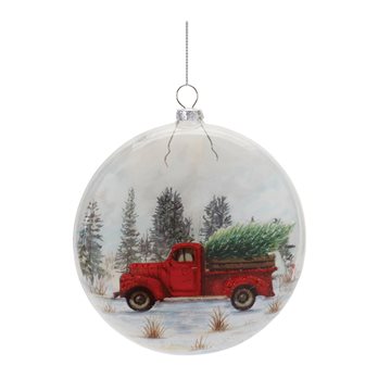 Glittered Glass Pickup Truck Ball Ornament (Set of 6)