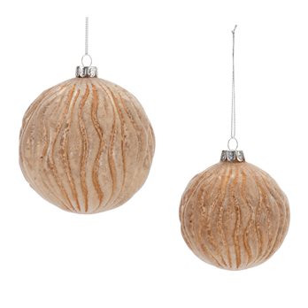 Frosted Wavy Glass Ball Ornament (Set of 12)