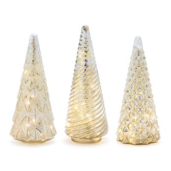 LED Textured Mercury Glass Tree (Set of 3)