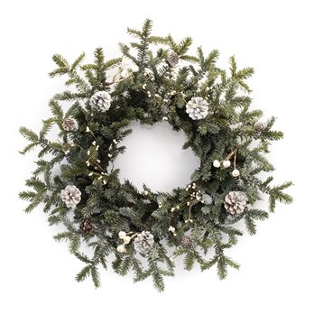 Frosted Pine Cone Berry Wreath 27"D