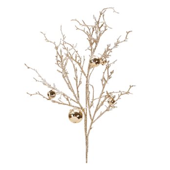 Flocked Twig Branch with Sleigh Bells (Set of 6)