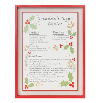 Framed Grandma's Sugar Cookie Recipe 16.5"H