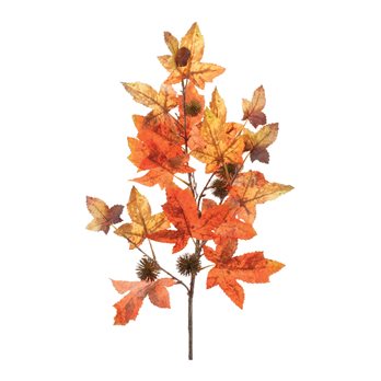 Orange Maple Leaf Pinecone Spray (Set of 6)