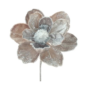 Beaded Silver Magnolia Flower Stem (Set of 2)