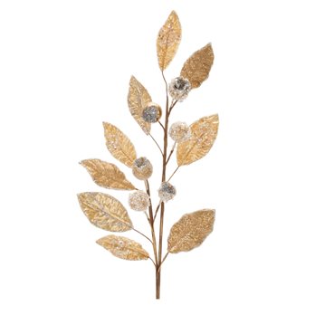 Beaded Gold Leaf Stem (Set of 2)