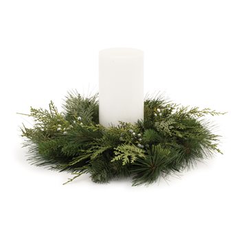 Mixed Pine Juniper Candle Ring 19"D