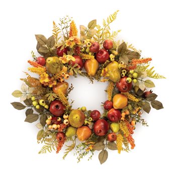 Mixed Fall Foliage and Fruit Wreath 23.5"D