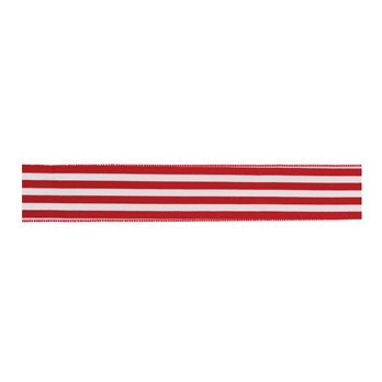 Red and White Stripe Wired Ribbon (Set of 2)