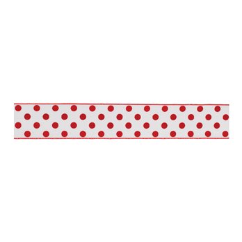 Red and White Polka Dot Wired Ribbon (Set of 2)