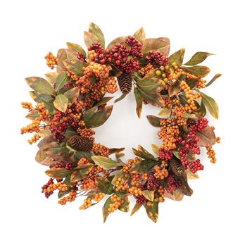 Fall Foliage Berry Wreath 24"D