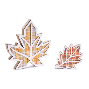 Harvest Plaid Leaf Decor (Set of 2)