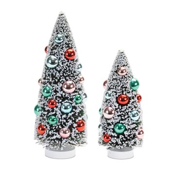 Decorated Bottle Brush Pine Tree (Set of 2)