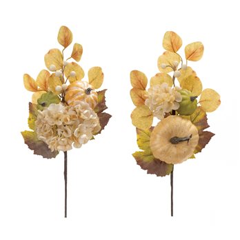 Harvest Hydrangea Pumpkin Pick (Set of 2)