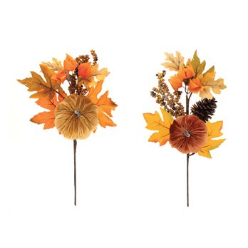 Fall Foliage Pumpkin Pick (Set of 2)