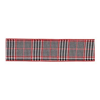 Red and Black Houndstooth Plaid Wired Ribbon 4" x 10yds