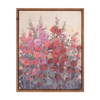 Framed Hollyhock Floral Canvas Art 29"H