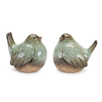 Ceramic Bird Figurines with Unglazed Accents (Set of 4)