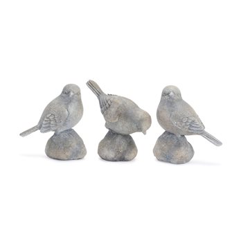 Perched Bird on Rock Figurine (Set of 6)