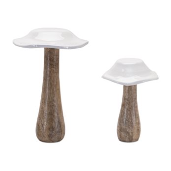 Wood Mushroom Decor (Set of 4)