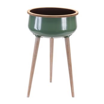 Metal Planter with Wood Legs 24"H