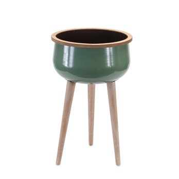 Metal Planter with Wood Legs 24"H