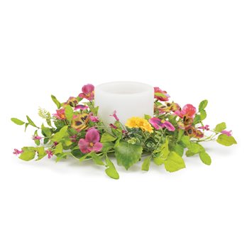 Mixed Pansy Floral Candle Ring 16"D