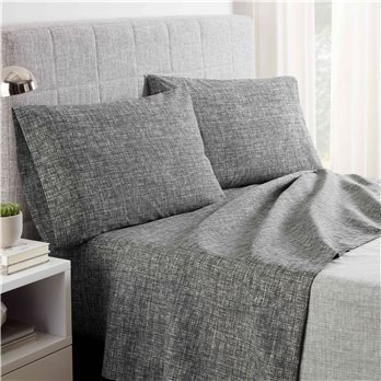 Martex Easy Living Printed Gray Crosshatch Full Microfiber Sheet Set