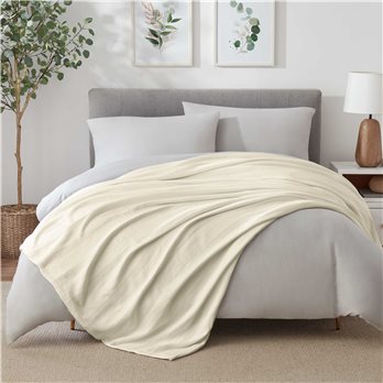 Vellux Cotton King Ivory Blanket