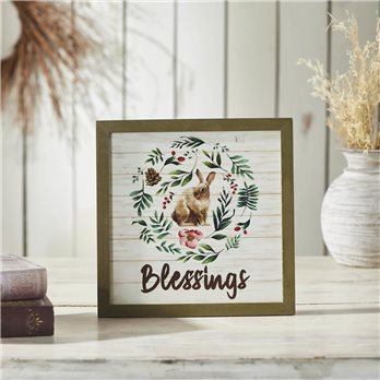 Bunny Hop Blessings Bunny &amp; Wreath MDF Wall Sign 12x12x0.5