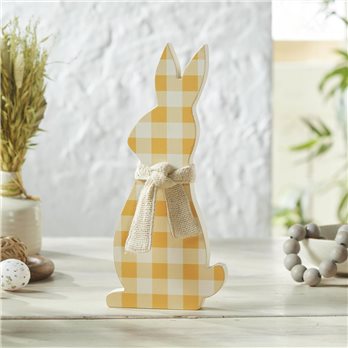 Bunny Hop MDF All Ears Honey Check Bunny In Burlap Scarf 13x6x1