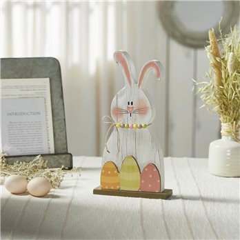 Bunny Hop MDF Blushing Bunny &amp; Eggs w/ Base 12x6.5x2