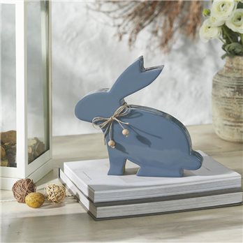 Bunny Hop Wooden Enamel Bunny w/ Natural Beads 9x9.5x1.5