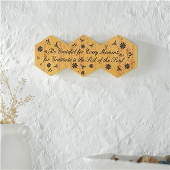 Buzzy Bees Be Grateful for Every Moment Hexagons MDF Wall Sign 5.8x15x1