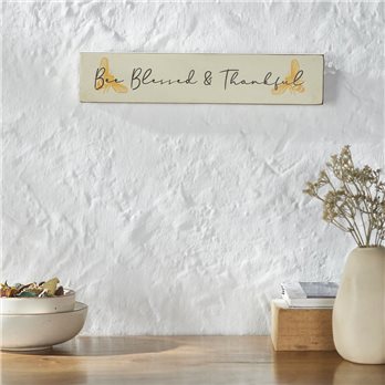 Buzzy Bees Bee Blessed &amp; Thankful MDF Wall Sign 3x14x0.75