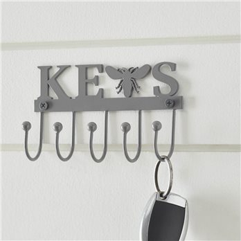 Buzzy Bees Metal Wall Mount Bee Key Holder Grey 3x5.3