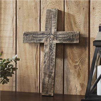 Distressed Grey FAITH Wooden Cross 18x12