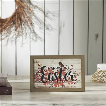 Spring In Bloom Happy Easter Floral w/ Songbird MDF Wall Sign 8x12x0.5