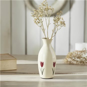 Spring In Bloom Metal Tulip Motif Flower Vase 7x3.25x3.25