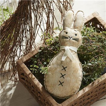 Spring In Bloom Scarfed Primitive Bunny Pillow 12x5