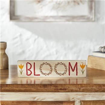 Spring In Bloom Tulips &amp; BLOOM MDF Wall Sign 3x12x0.75