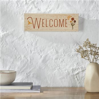 Spring In Bloom Welcome w/ Butterfly &amp; Bee MDF Wall Sign 4x12x1