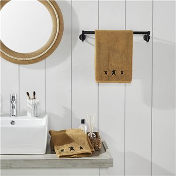 Black Prim Stars Tan Hand Towel Set of 2 16x26