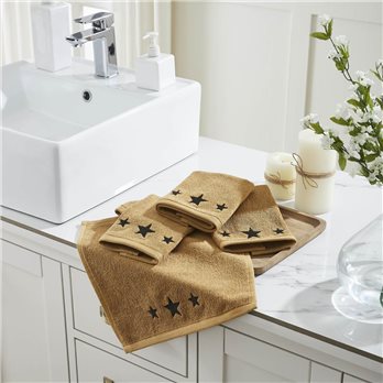 Black Stars Tan Washcloth Set of 4 12x12