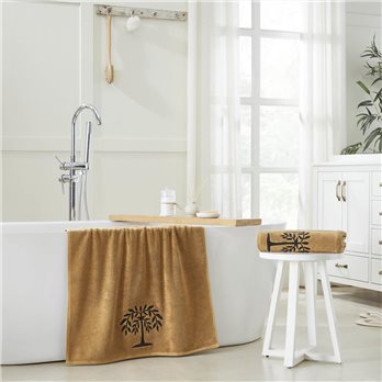 Black Willow Tree Tan Bath Towel Set of 2 27x54