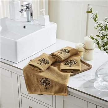 Black Willow Tree Tan Washcloth Set of 4 12x12