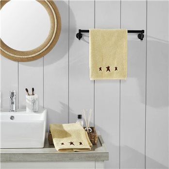 Burgundy Prim Stars Creme Hand Towel Set of 2 16x26