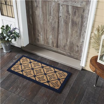 Charleston Mosaic Blue Coir Rug Rect 17x36