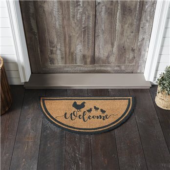 Down Home Hen &amp; Chicks Coir Welcome Rug Half Circle 16.5x33