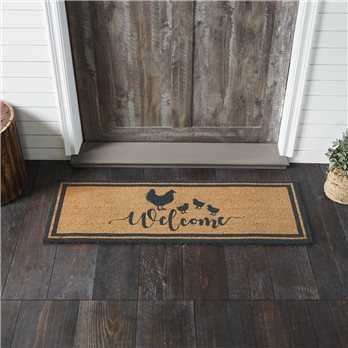 Down Home Hen &amp; Chicks Coir Welcome Rug Rect 17x48