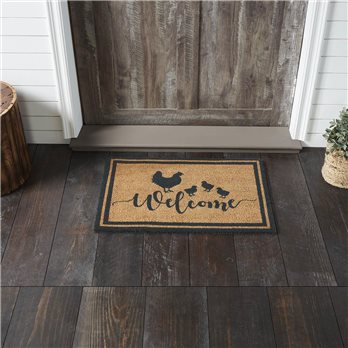 Down Home Hen &amp; Chicks Coir Welcome Rug Rect 20x30